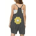 thumbnail image 5 of Odeerbi 5-13 Years Kids Girls Summer Jumpsuit Dots Flower Print Camisole Romper Casual Breathable Comfortable Suspender Overalls Bib Overall Shorts with Pockets, 5 of 5