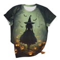 thumbnail image 6 of Women's Halloween Graphic Tees Witch and Pumpkin Short Sleeve T-Shirts Fall Casual Tops Crewneck Holiday Shirts Vintage Novelty Blouse for Party, 6 of 6