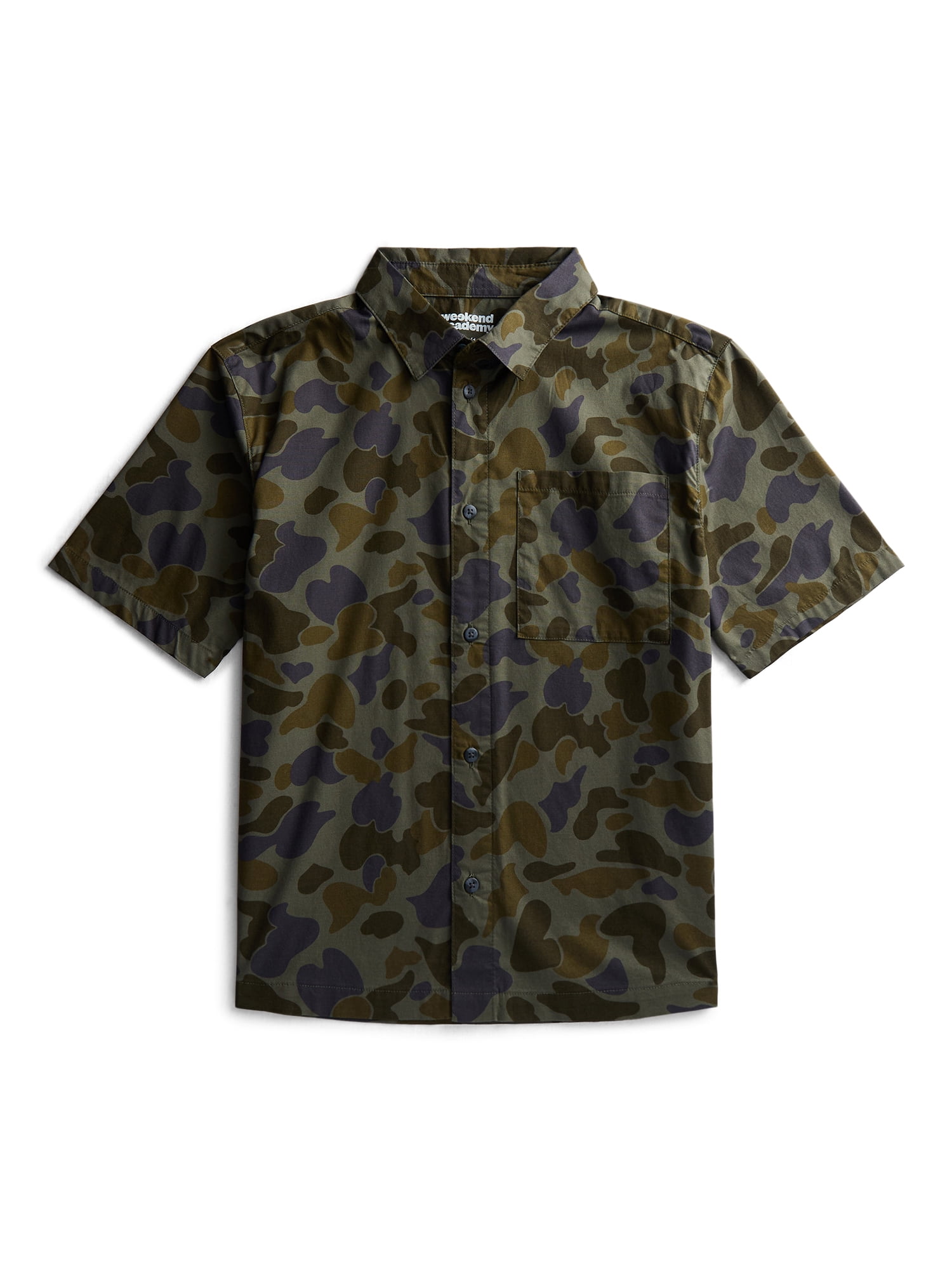Weekend Academy Boys Button Down Shirt with Short Sleeves, Sizes 4-18