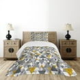 thumbnail image 4 of Ambesonne Yellow Grey Quilted Bedspread Set 2 Pcs, Zig Zag Triangles, Twin Size, Charcoal Grey Marigold, 4 of 5