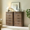 thumbnail image 3 of CQSXDA Modern 6 Drawers Dresser in Wood Fluted Design, 45 Inches Tall Storage Organizer for Bedroom and Living Room, Walnut, 3 of 8