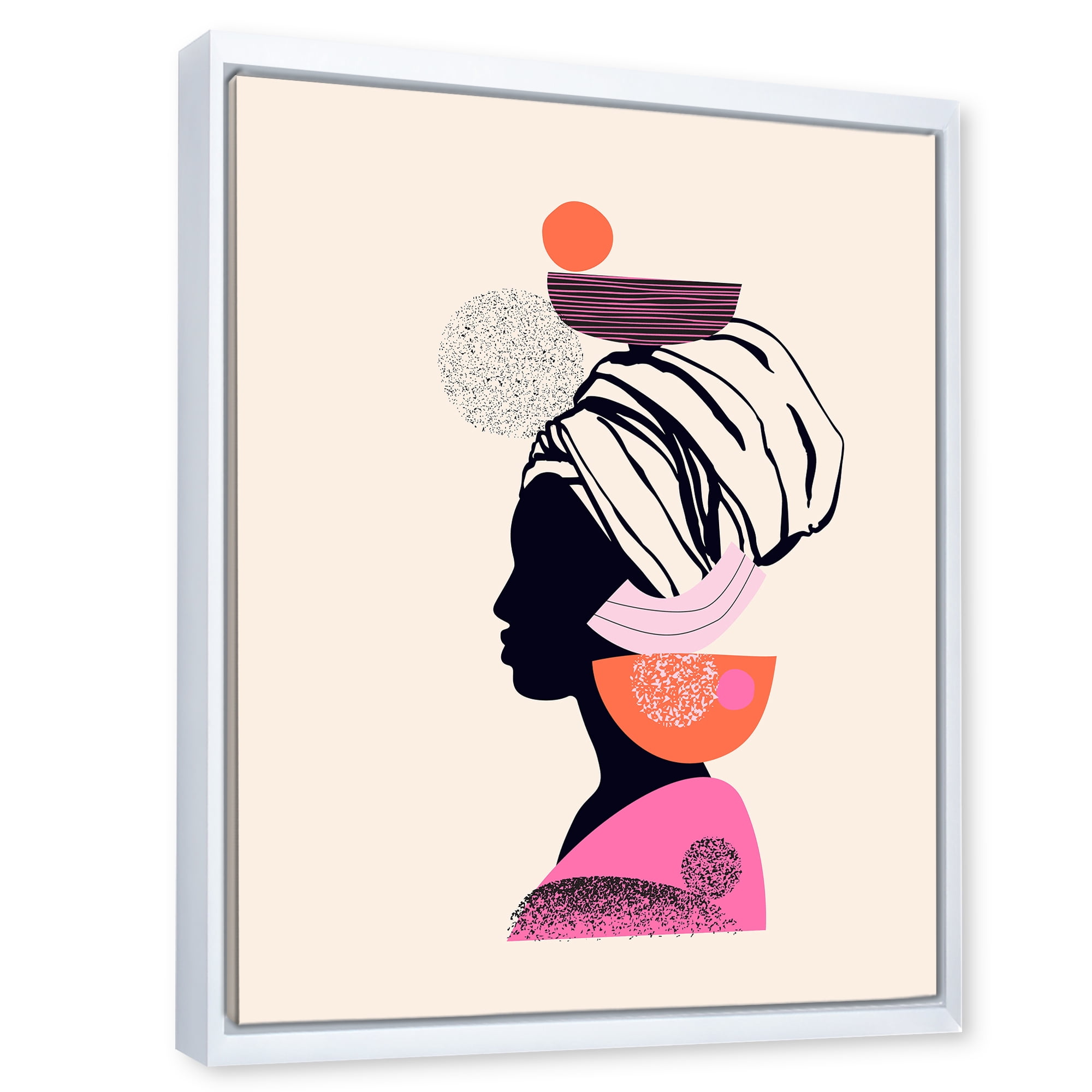 Designart 'Ethnic Portrait of African American Woman' Modern Framed Canvas Wall Art Print