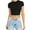 Black, variant on Kureaily Womens Summer Short Sleeve Cute Crop Tops Casual Basic Crewneck Slim Fit T Shirts Casual T Shirts