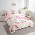 thumbnail image 4 of Feelyou Kawaii Pink Unicorn Twin Bedding Sets 7-Piece for Kids, Dreamy Rainbow Cloud Bedding Comforter Set, Cute Animal Theme Reversible Sheet Sets, Breathable Home Decor, 4 of 8
