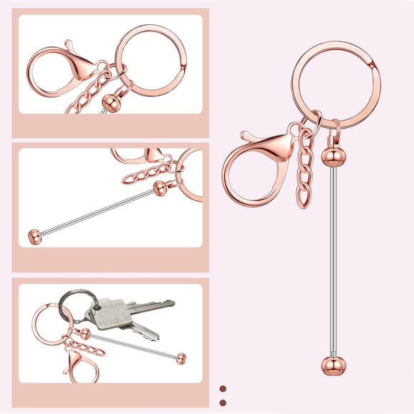 YAOMOBB Crafting Keychains DIY Beaded Keychains Set with Electroplated Stainless Lobster Clip (6 Pcs)