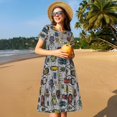 thumbnail image 4 of Easygdp Bright Insects para Vestido Transpirable de Mujer, Vestido Suelto de Manga Corta con Pliegues y Bolsillos para el Verano, 4 of 6