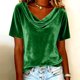 thumbnail image 2 of Camisas de Color Sólido para las Mujeres Plisados Estirables Puños V-Cuello Suéter de Moda, Camisas de Manga Larga de las Mujeres para el Hogar Y el Uso Diario, 2 of 5