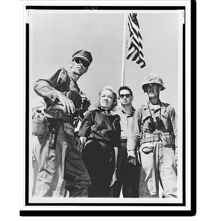 Historic Print, [Sen. Margaret Chase Smith touring the U.S. Naval Base at Guantanamo Bay, Cuba, accompanied by Marine Lt. Col. James E. Wilson, Jr. (left) and Marine Capt. Ivan F. Horne...18" x 24"