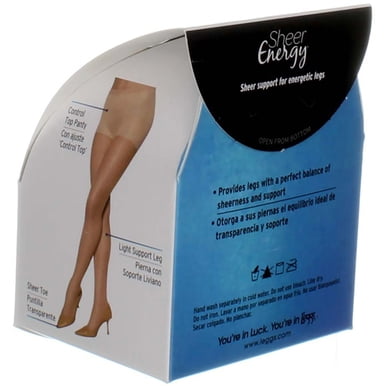 L'eggs Sheer Energy Control Top Pantyhose, Suntan 90650, Size A, Sheer Toe,  Light Support Leg