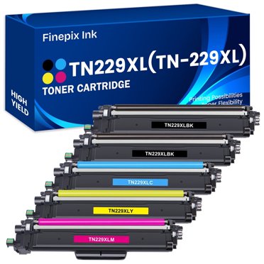 5-Pack TN229XL High Yield Toner Cartridge Replacement For Brother Printers (2 Black, 1 Cyan, 1 Magenta, 1 Yellow)