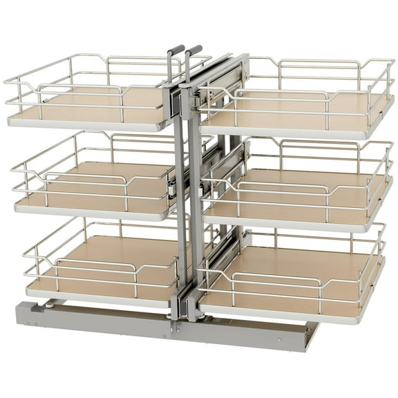 Rev-A-Shelf 53PSPE3-18SC-MP Modern 32-5/8"W Soft Close 3 Tier Pull Out And Swivel 6 Shelf