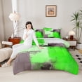 thumbnail image 6 of Manfei Modern Abstract Ombre Queen Comforter Set, Green Rectangle Square Bedding Sets, Teens Kids Adult Reversible Bedding Comforter Set, Lightweight Room Decor, 3-Piece, 6 of 9