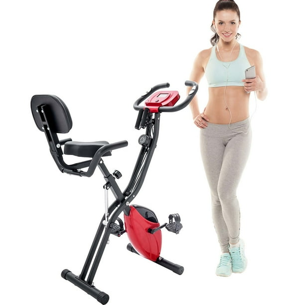 Exercise Bike Stationary Foldable Upright Recumbent Cycling with 10Level Adjustable