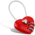 thumbnail image 1 of Heart Shaped Padlock (Red), Mini 3 Digit Code Lock, with Love Heart Wire Rope, Password Lock for Luggage, Backpack, Jewelry Box, Lobby Locker, 1 of 6