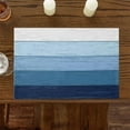 thumbnail image 2 of Farmhouse Ombre Blue Wood Placemats Set of 4 Washable Table Mats for Kitchen Dining Table, Heat-Resistant Cotton Linen Place Mats for Indoor Outdoor Parties Holiday Decoration, Summer Country Barn, 2 of 6