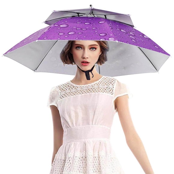 Sombrero De Camping De Pesca, Sombrero De Paraguas Para La Cabeza, Diadema Elástica Plegable De Doble Capa Para Mujeres Para Exteriores