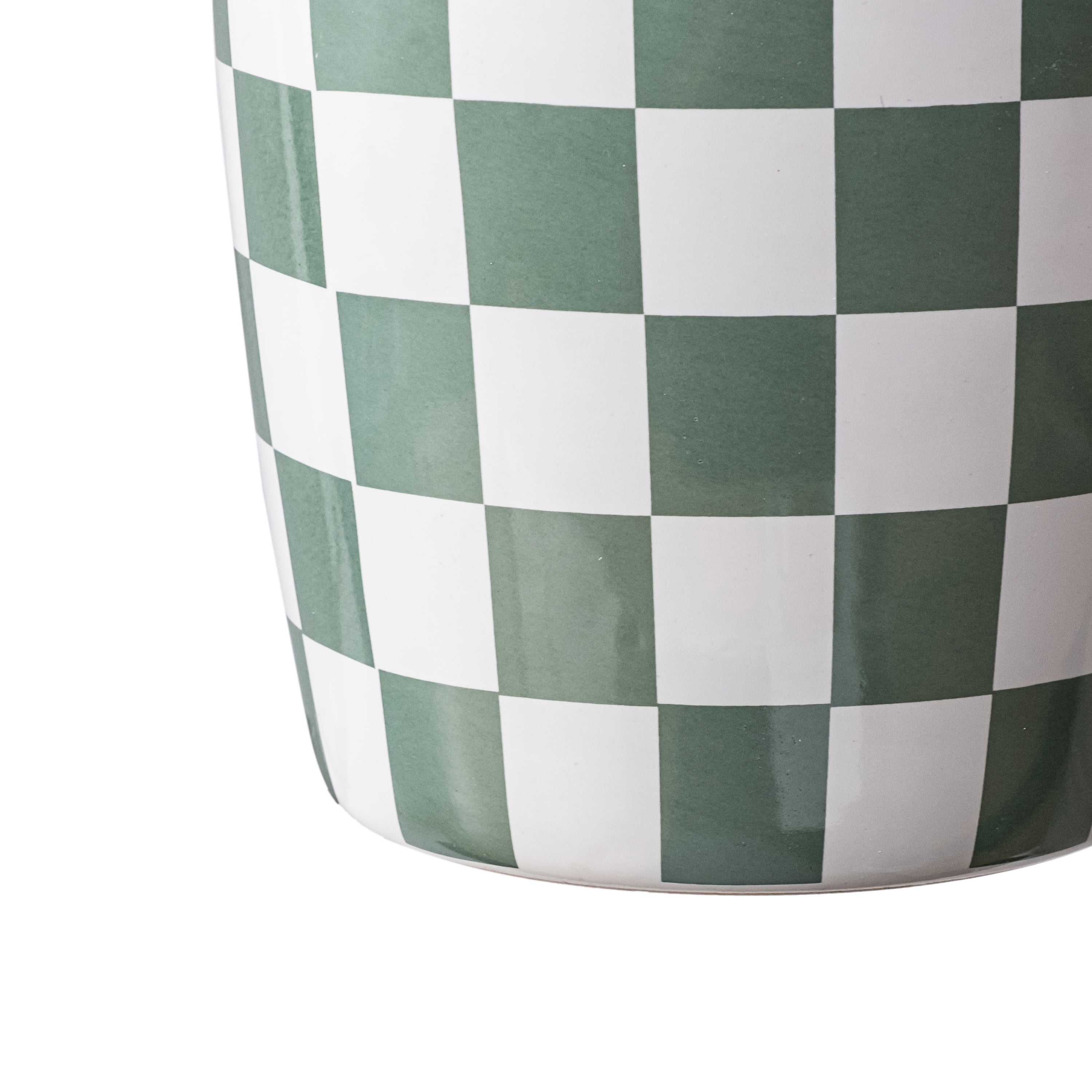 Mainstays 6 inch Green White Checkered Ceramic Planter