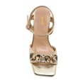 thumbnail image 3 of XYD Women Bling Jewelled Mid Crystal Heels Studded Ankle Strap Buckle Sandals Prom Party Date Shoes Size 7 Gold, 3 of 4