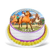 Angle View: Spirit Riding Free Edible Cake Image Topper Personalized Birthday Party 8 Inches Round