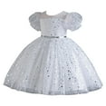 thumbnail image 2 of Girls Sequins Tutu-Dresses Layered-Tulle Size 4-12 Toddlers Kids Cute Short Puffed Sleeve Crewneck A-Line Birthday Evening Party Dress, 2 of 7