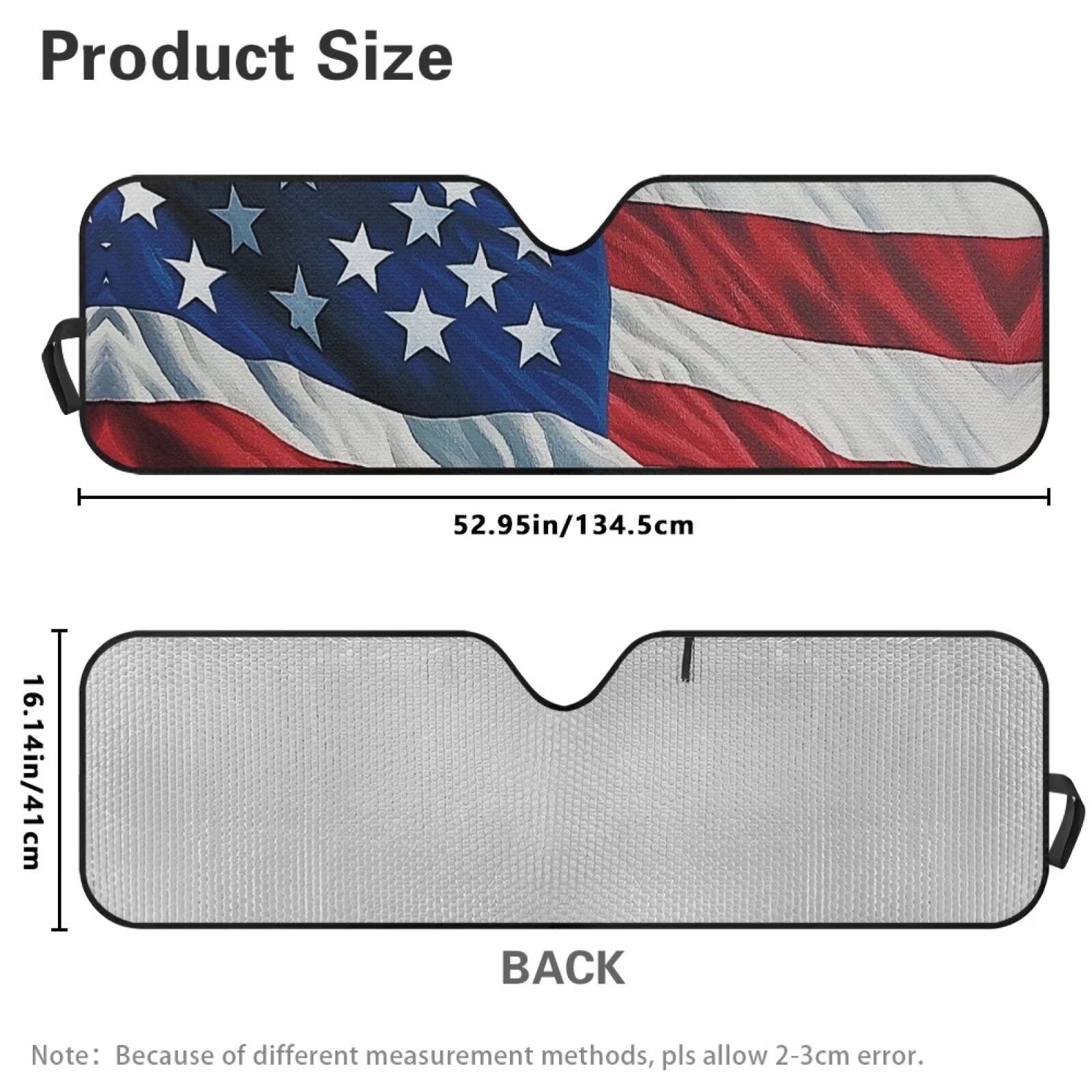 Uorisanigo Windshield Sun Shade, 3D USA Flag Car Sunshade Compatible with Jeep Wrangler Rubicon Sahara TJ JK JKU 2 Door & 4 Door, UV Rays Blocker Sun Visor Shade Keep Vehicle Cool