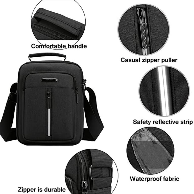 Men Shoulder Bag Messenger Bags Small Canvas Cross Body Bag Casual Travel  Phone Bag Handbag with Multiple Pockets for School Working Hiking