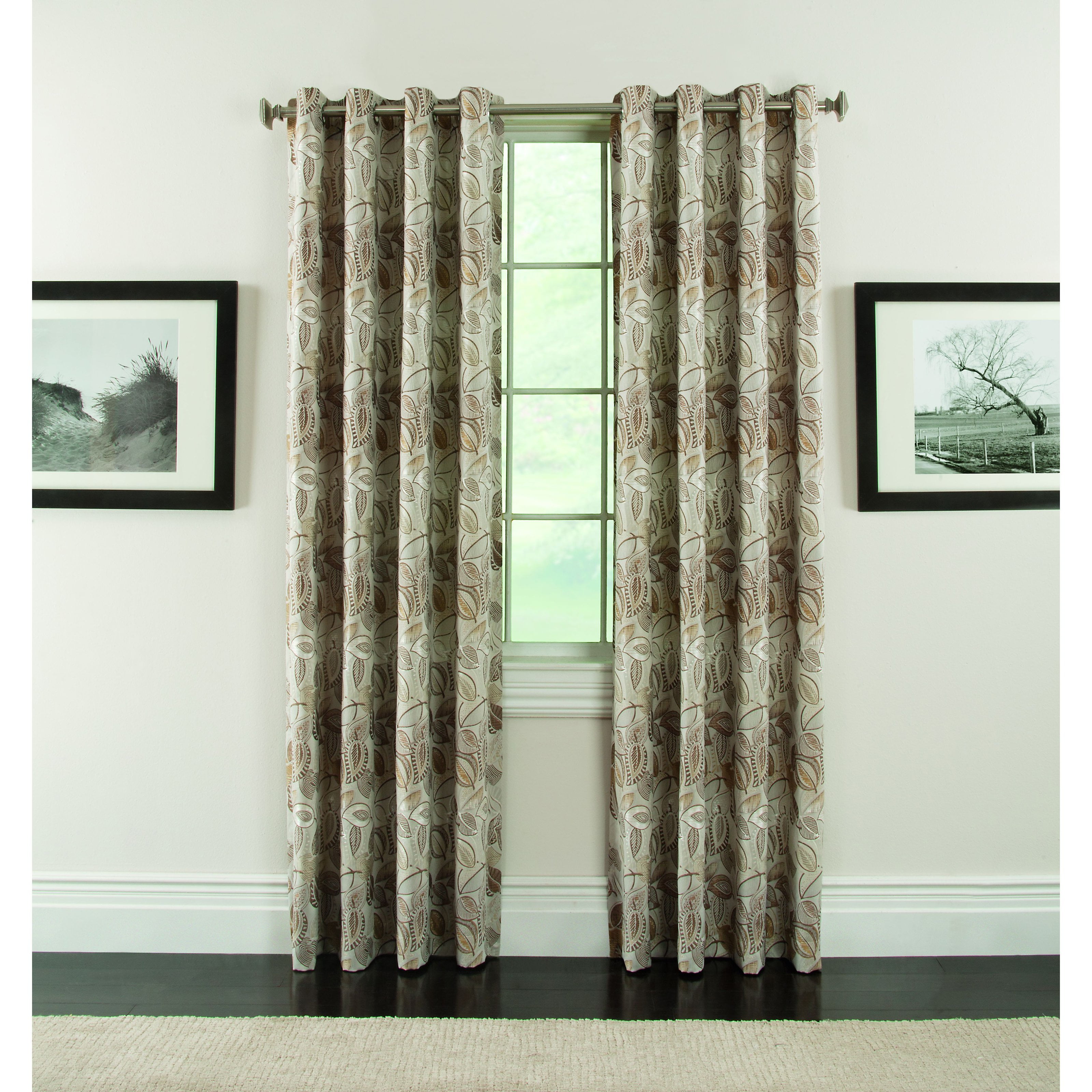 Arlee Home Fashions Ganset Leaf Jacquard Grommet Panel Pair