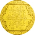 thumbnail image 1 of Ahgly Company Machine Washable Indoor Round Persian Yellow Traditional Area Rugs, 4' Round, 1 of 4