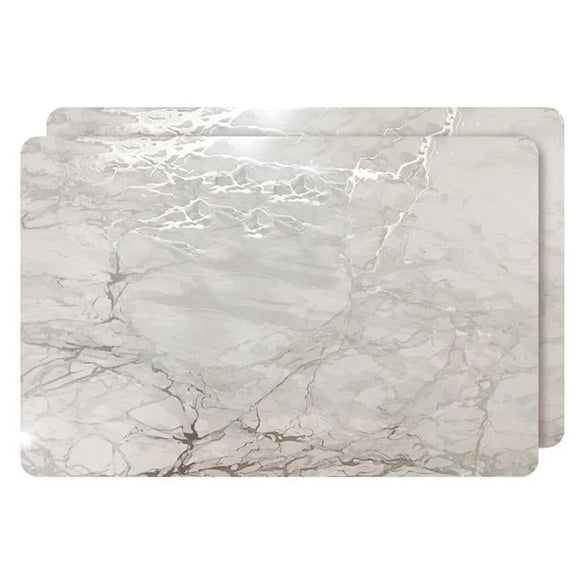 HomeRoots 483726 Silver Swirl Cork Rectangular Indoor & Outdoor Placemats - Set of 2