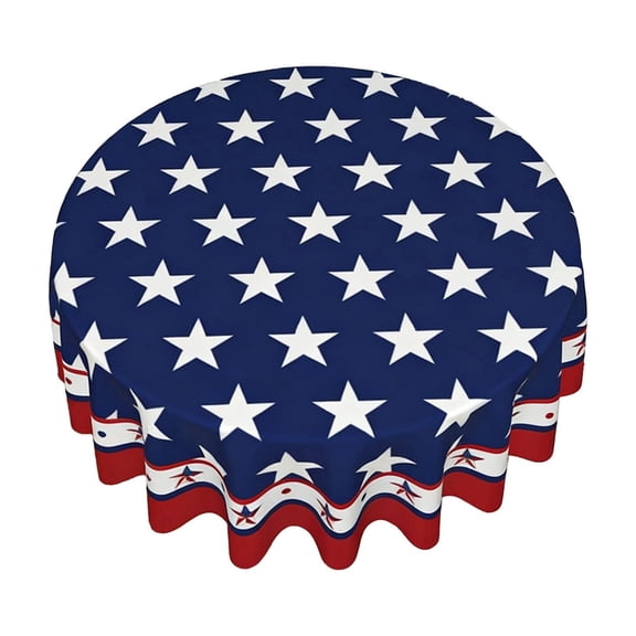 Independence Day 4th of July USA Round Tablecloth 60 Inch Patriotic Star Round Tablecover Memorial Day 250th Anniversary Waterproof Table Cloth for Kitchen/Home Decoration