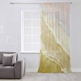 thumbnail image 3 of Yellow Coastal Wave Semi Sheer Curtains Drapes for Living Room, Bedroom, French Doors Window 108 Inches Long, Summer Modern Ocean Beach Rod Pocket Chiffon Curtain Drapery Voile Draperies Panel, 3 of 6