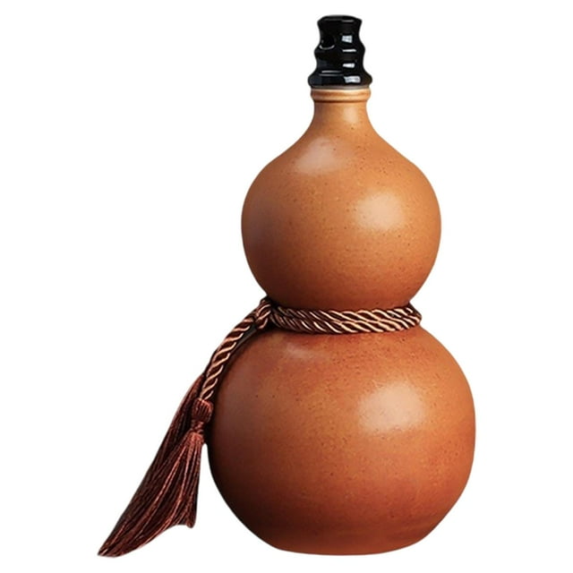 Botella de vino de calabaza, cerámica, portátil, decoración del hogar, bebidas chinas Vino Vino Gourd Hu Lu Gourd Ornament para la decoración del agua Matt Brown