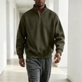 thumbnail image 5 of FRSASU Men's Sweatshirts Half Zip Mock Neck Pullover Ribbed Knit Sweatshirt Casual Slim Fit Fall Winter Tops Army Green, 5 of 8
