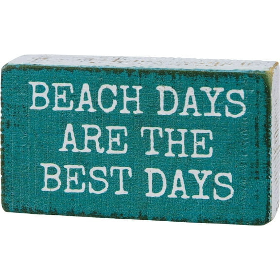 Primitives by Kathy Beach Days are The Best Days Block Sign Wood Teal Blue Tier Tray Shelf Sitter