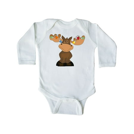 

Inktastic Christmas Moose Lights Gift Baby Boy or Baby Girl Long Sleeve Bodysuit