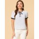 thumbnail image 3 of Blusa floral de manga corta Allegra K con cuello anudado para mujer blanco XS, 3 of 6