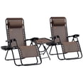 thumbnail image 1 of Outsunny Zero Gravity Chair Set with Folding Table & Cup Holder Trays Brown, 1 of 10