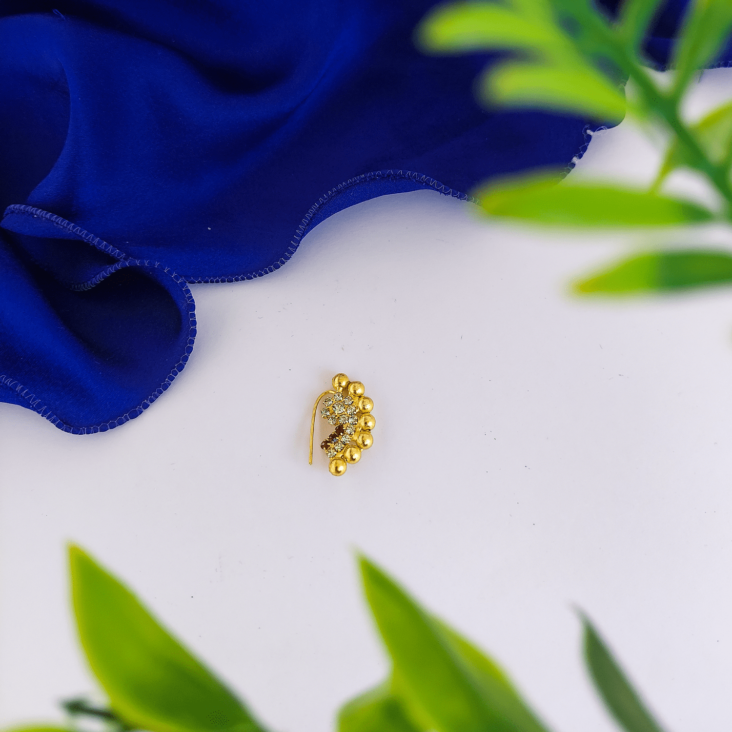 Kaash Customs Traditional Indian Style Gold Plated Nose Ring with Kundan Design for Women Gift For Her