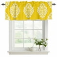 thumbnail image 2 of Baroque Yellow Valances for Windows, Decorative Rod Pocket Window Valance Curtains, Vintage Damask Classic Floral Short Curtain Drapes for Kitchen/Bathroom/Living Room, 2 Panels, 60" W x 18" L, 2 of 8