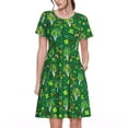 thumbnail image 1 of Balery St. Patrick's day Vestidos sueltos de manga corta para mujer, vestidos de verano 2025, vestidos casuales de corte A con vuelo., 1 of 6