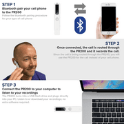 RecorderGear PR200 Bluetooth الهاتف الخليوي جهاز تسجيل المكالمات ، iPhone و Android Mobile Recorder