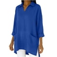 thumbnail image 5 of Bixock Women's Maternity Tops Long Sleeve Shirts V Neck Cotton Linen Loose Pregnant Casual Blouse with Pockets Soft Breathable Daily Wear Maternity Clothings, 5 of 7