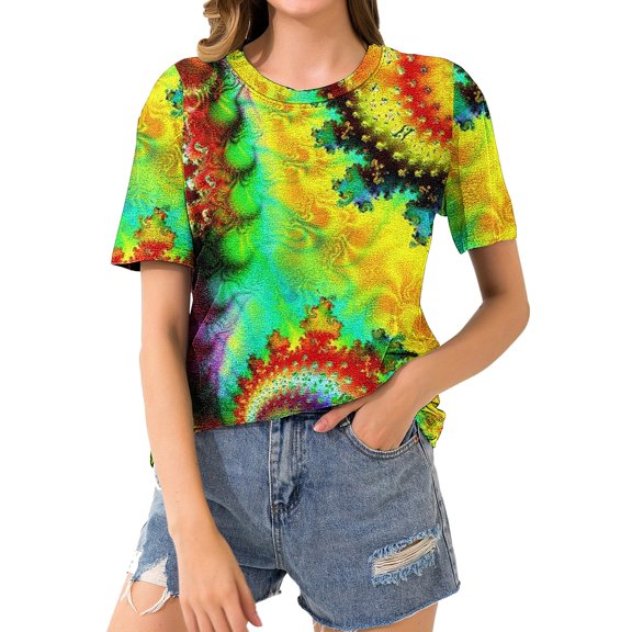 LYXSSBYX Womens T Shirts Graphic Tees Trendy Women's Printed Short Sleeved T-Shirt Top