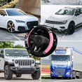 thumbnail image 4 of Queilt 37-38CM Universal Car Steering Wheel Cover Car Steering Wheel Cover without Inner Ring Embroidered Leather PU Leather Anti-Slip Breathable Steering Wheel Protector for Auto (Pink), 4 of 5