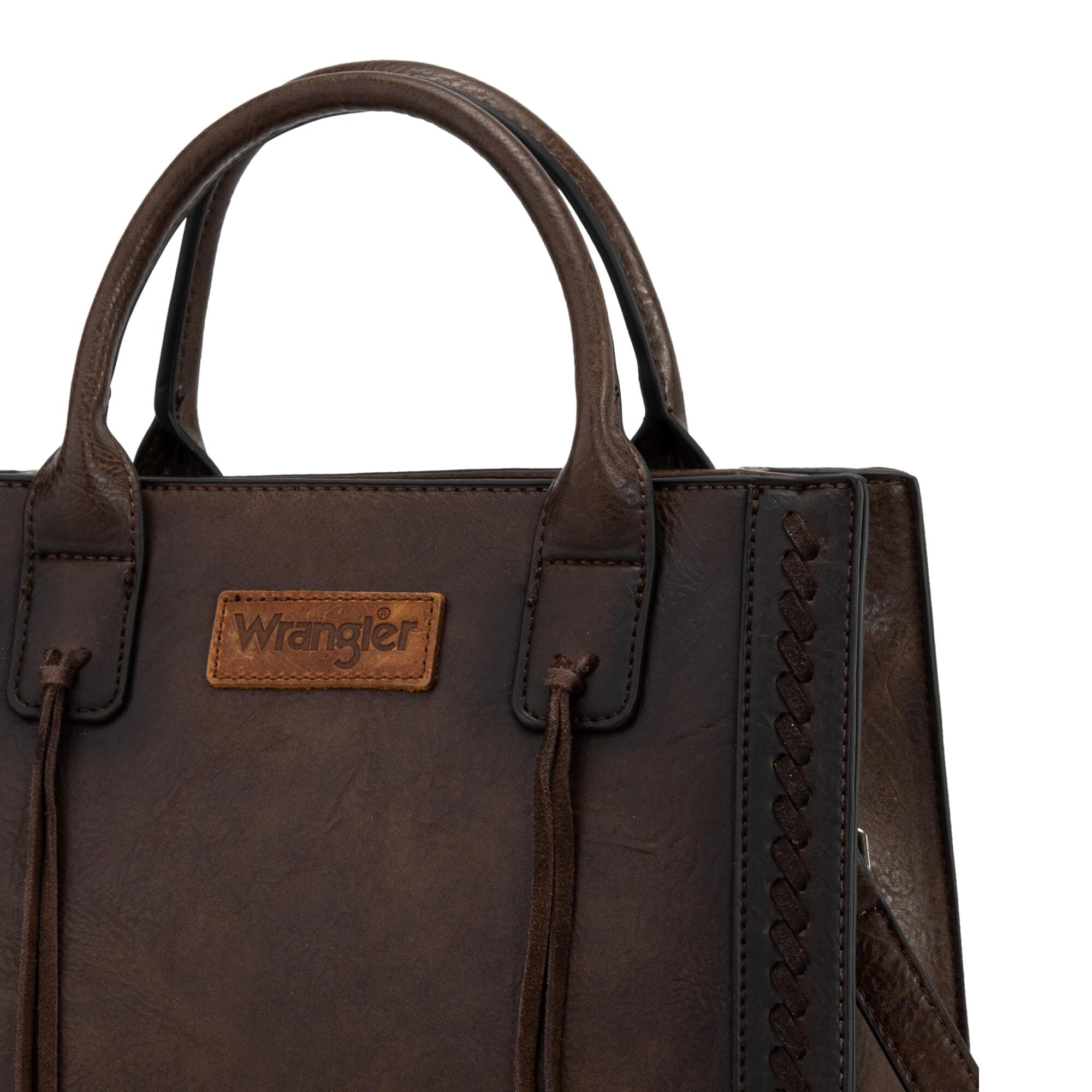 Wrangler Tote Bag for Women Western Cowhide Purse and Wallet Set, Coffee