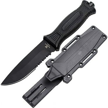 Snake Eye Tactical 10" Heavy Duty Fixed Serrated Blade Hunting Knife with Molded Sheath