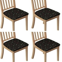 Black Christmas Star Seat Covers for Dining Room Chairs Set Of 4,Stretch Printed Washable Chair Seat Cover with Elastic Ties and Button,Removable Waterproof Couch Cushion Covers
