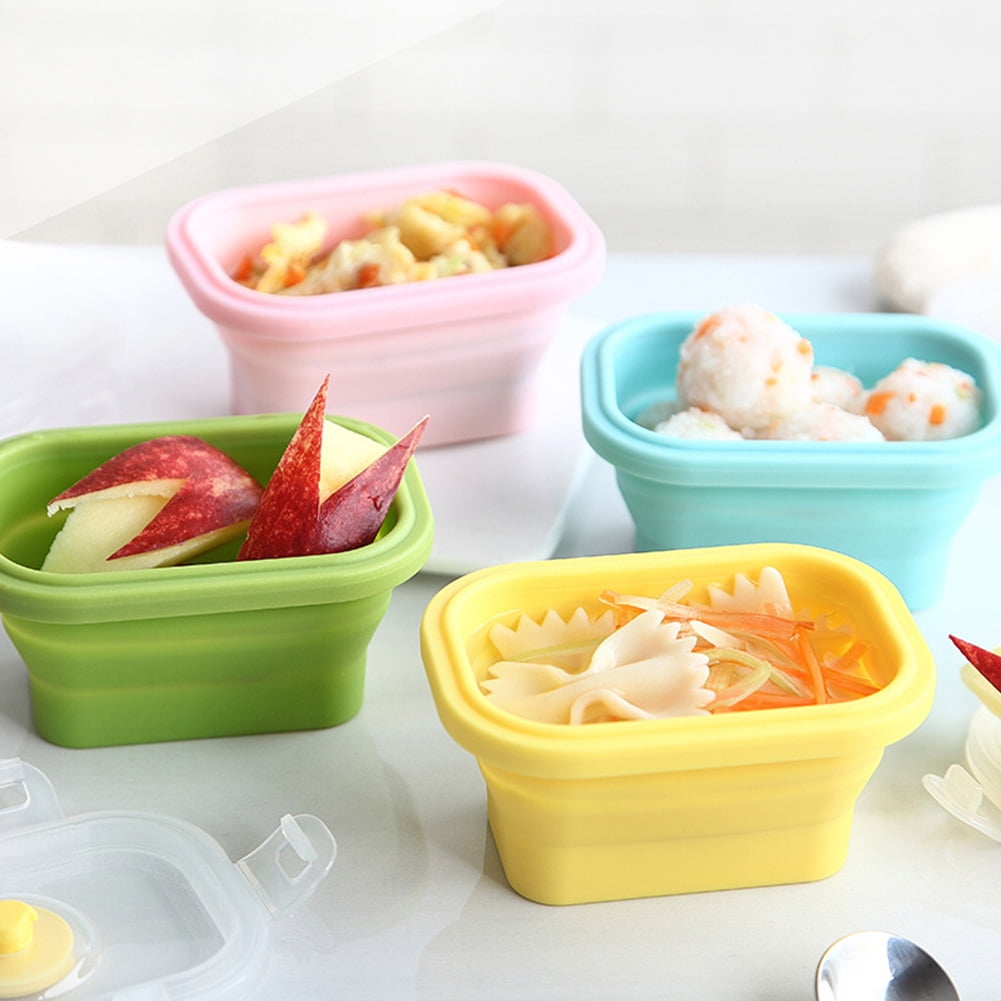 spillproof silicon kids foldable snack container