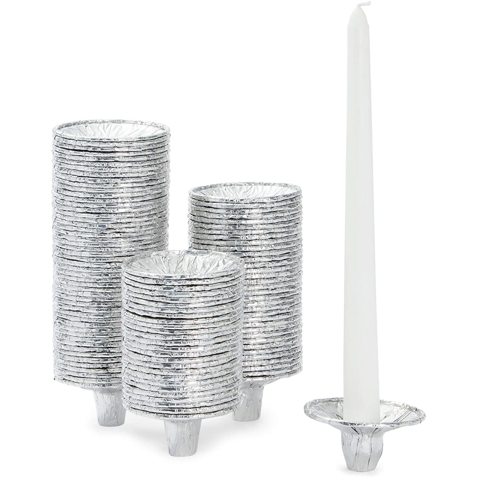 Disposable Aluminum Foil Candlestick Tapper Candle Holders for Shabbat, Funeral Procession (2.76 in, 200 Pack)