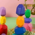 thumbnail image 4 of Kids Wooden Colored Balancing Stone Stacking Building Block Educational Creative Game Toy, 4 of 10